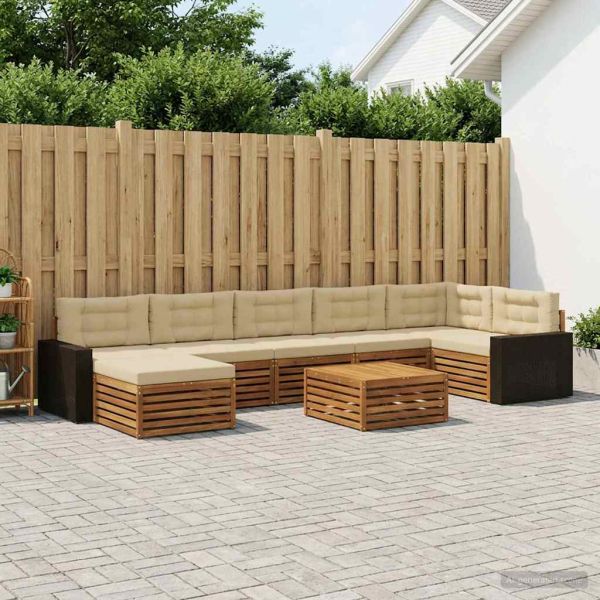 Комплект дивани за открито 8 pcs Натурален и Бежов
