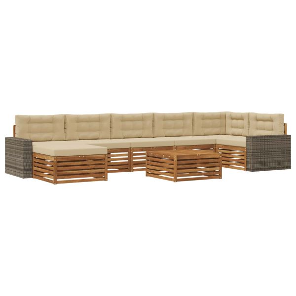 Комплект дивани за открито 8 pcs Натурален и Бежов
