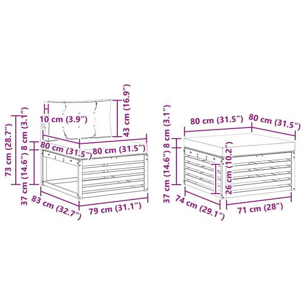 Комплекти дивани с възглавница 6 pcs Солидно акациево дърво