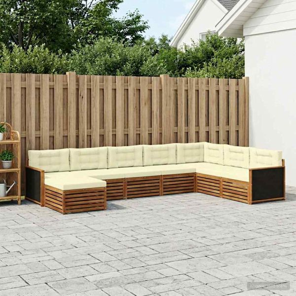 Комплект дивани за открито 8 pcs Натурален и Крема