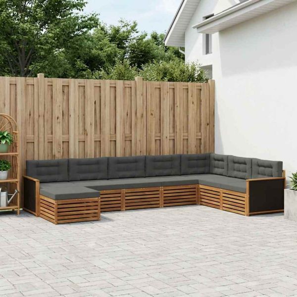 Комплект дивани за открито 8 pcs Натурален и Антрацит