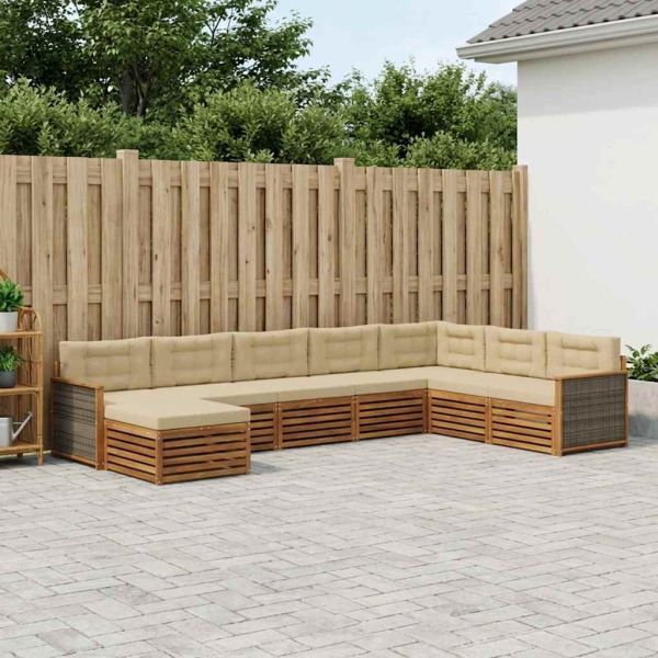 Комплект дивани за открито 8 pcs Натурален и Бежов