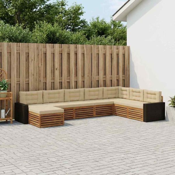 Комплект дивани за открито 8 pcs Натурален и Бежов