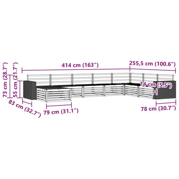 Комплект дивани за открито 8 pcs Натурално