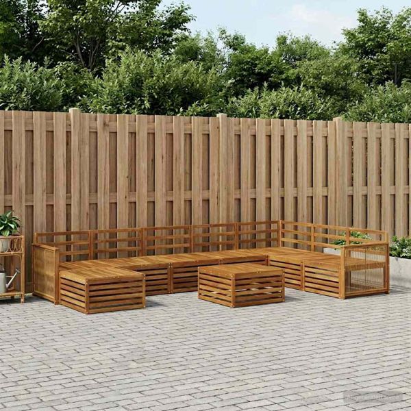 Комплект дивани за открито 9 pcs Натурално