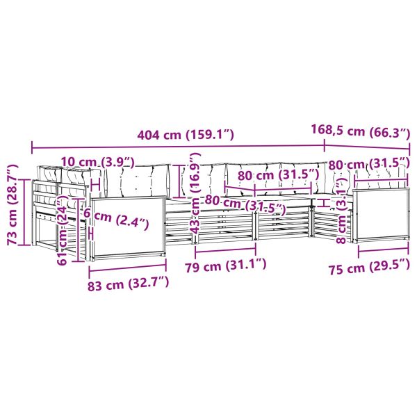 Комплект дивани за открито 7 pcs Натурален и Антрацит