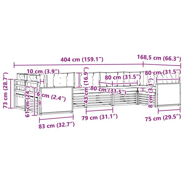 Комплект дивани за открито 7 pcs Натурален и Антрацит