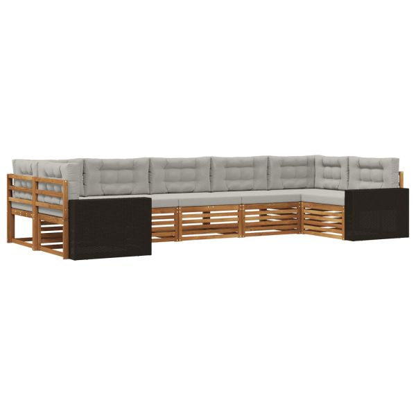 Комплект дивани за открито 7 pcs Натурално и светлосиво