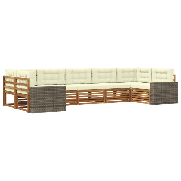 Комплект дивани за открито 7 pcs Натурален и Крема
