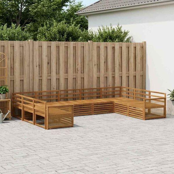 Комплект дивани за открито 9 pcs Натурално