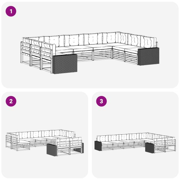 Комплект дивани за открито 9 pcs Натурален и Антрацит