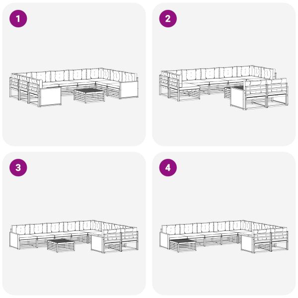 Комплект дивани за открито 10 pcs Натурално и светлосиво