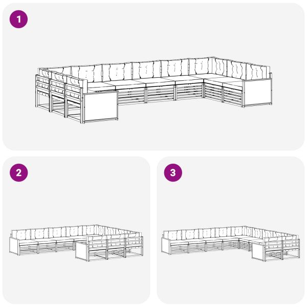 Комплекти дивани с възглавница 10 pcs Солидно акациево дърво