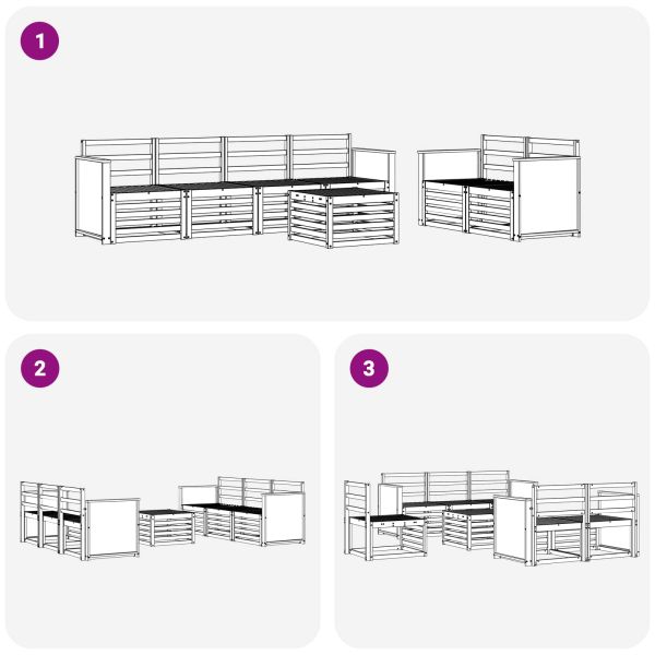 Комплект дивани за открито 7 pcs Натурално