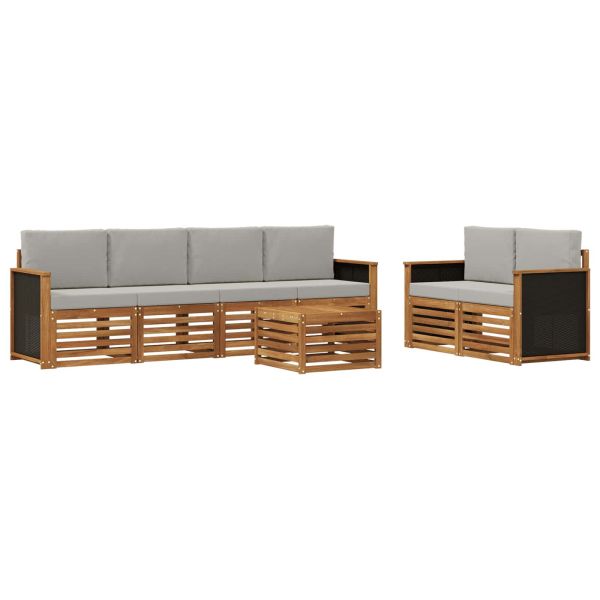 Комплект дивани за открито 7 pcs Натурално и светлосиво