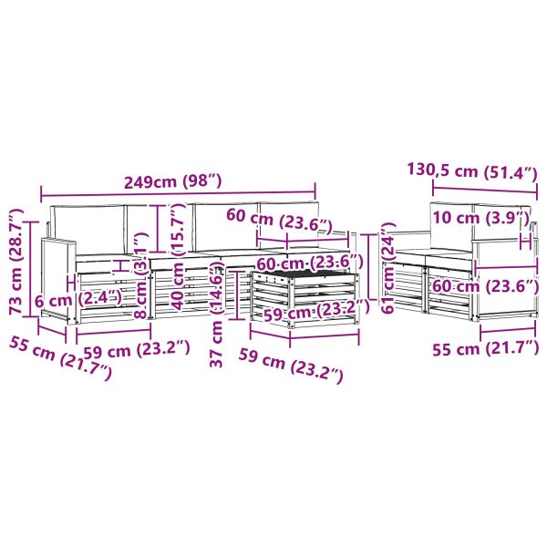Комплект дивани за открито 7 pcs Натурално и светлосиво