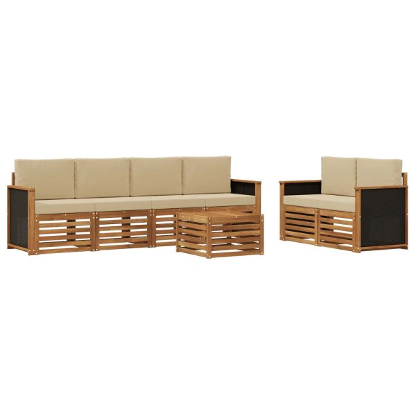 Комплект дивани за открито 7 pcs Натурален и Бежов