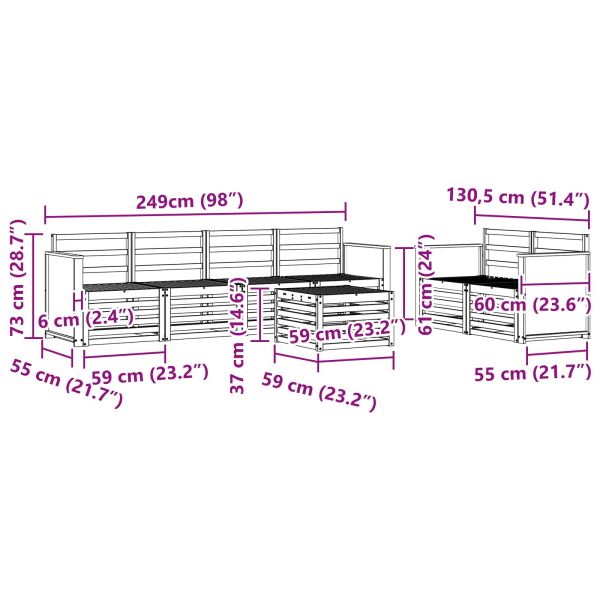 Комплект дивани за открито 7 pcs Натурално