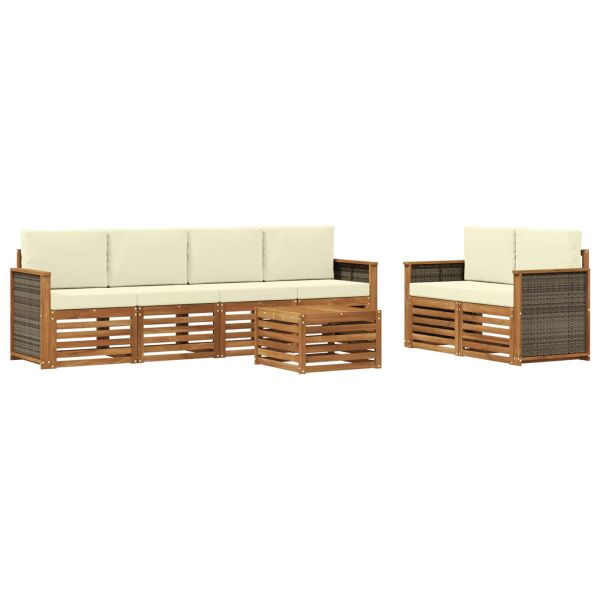 Комплект дивани за открито 7 pcs Натурален и Крема
