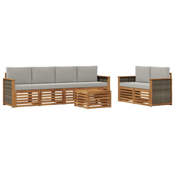 Комплект дивани за открито 7 pcs Натурално и светлосиво