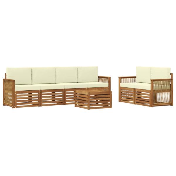 Комплект дивани за открито 7 pcs Натурален и Крема