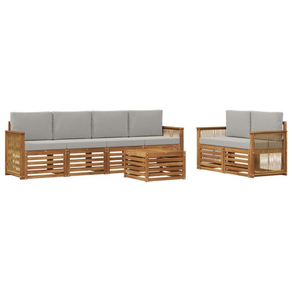 Комплект дивани за открито 7 pcs Натурално и светлосиво