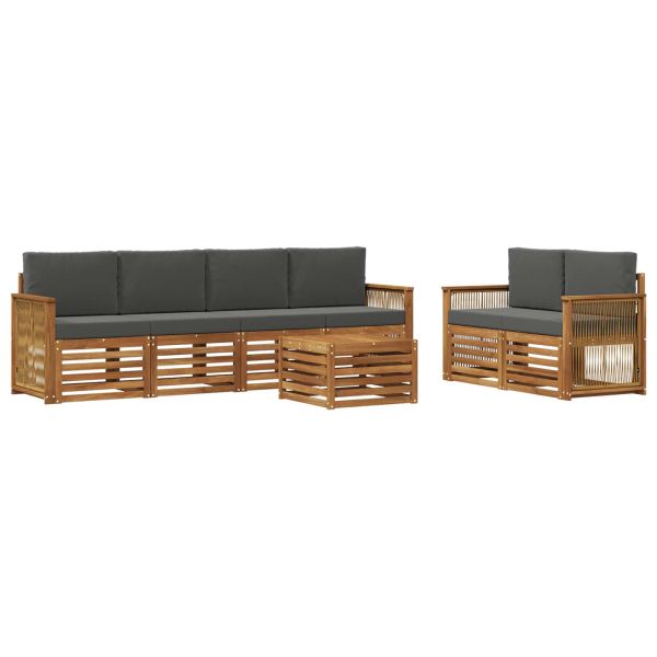 Комплект дивани за открито 7 pcs Натурален и Антрацит