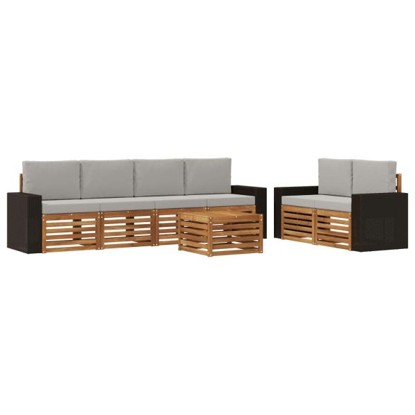 Комплект дивани за открито 7 pcs Натурално и светлосиво