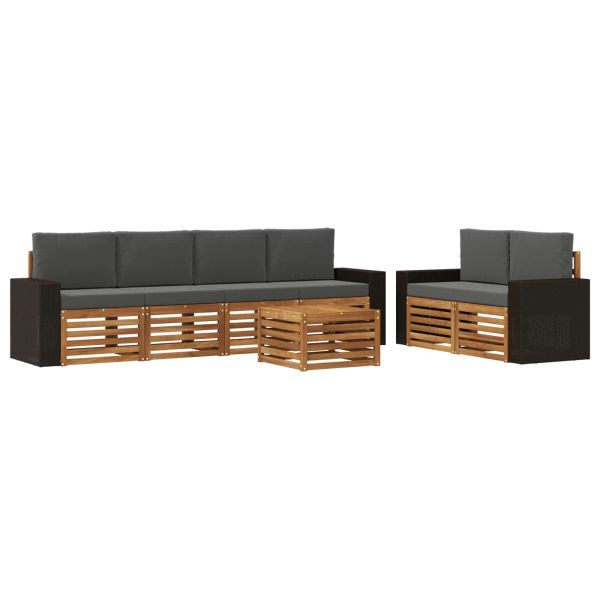 Комплект дивани за открито 7 pcs Натурален и Антрацит