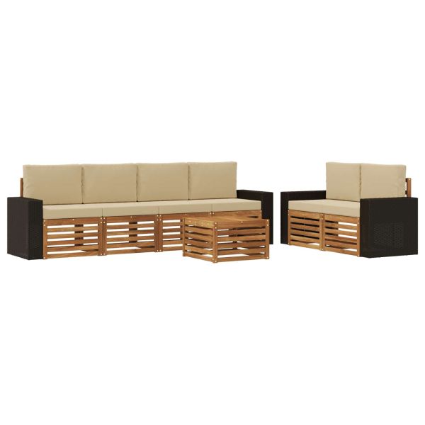 Комплект дивани за открито 7 pcs Натурален и Бежов