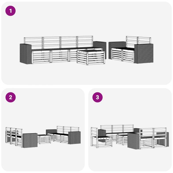 Комплект дивани за открито 7 pcs Натурално