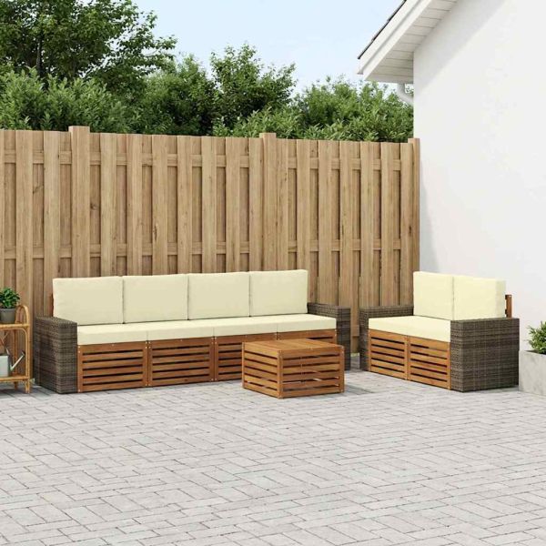 Комплект дивани за открито 7 pcs Натурален и Крема