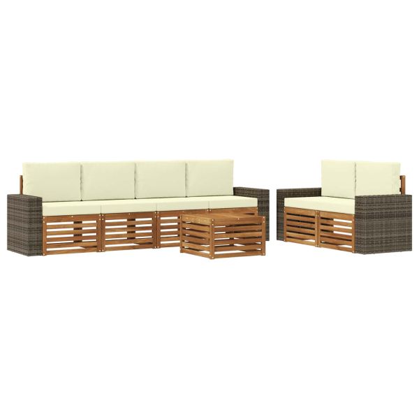 Комплект дивани за открито 7 pcs Натурален и Крема