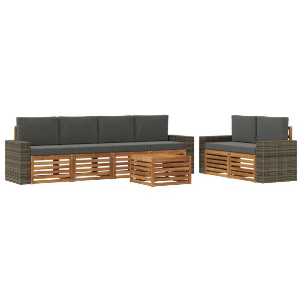 Комплект дивани за открито 7 pcs Натурален и Антрацит