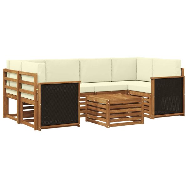 Комплект дивани за открито 7 pcs Натурален и Крема