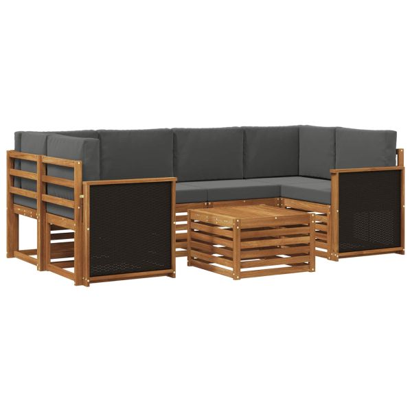Комплект дивани за открито 7 pcs Натурален и Антрацит