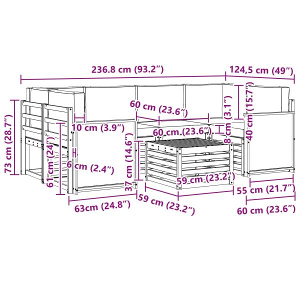 Комплект дивани за открито 7 pcs Натурално и светлосиво