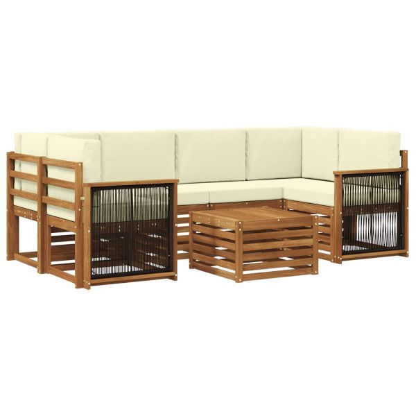 Комплект дивани за открито 7 pcs Натурален и Крема
