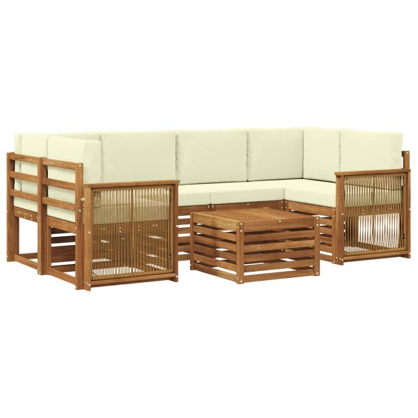 Комплект дивани за открито 7 pcs Натурален и Крема