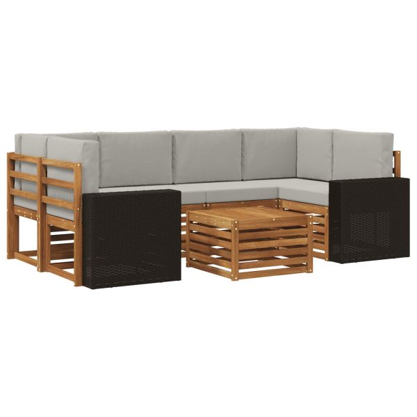 Комплект дивани за открито 7 pcs Натурално и светлосиво