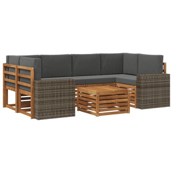 Комплект дивани за открито 7 pcs Натурален и Антрацит