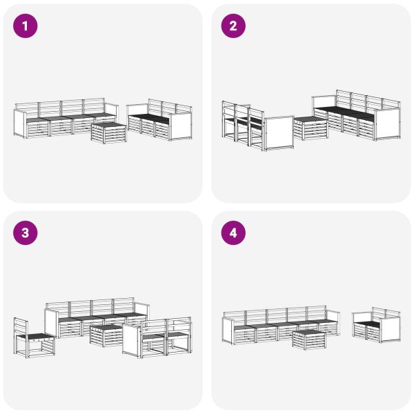 Комплекти дивани 8 pcs Солидно акациево дърво
