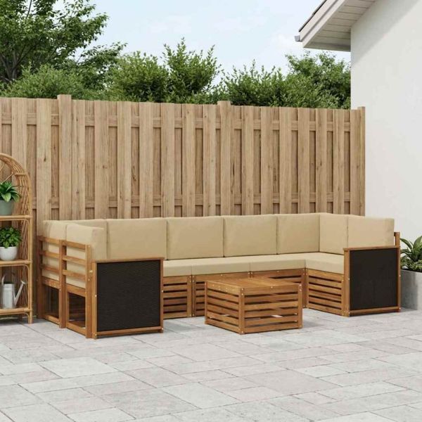 Комплект дивани за открито 8 pcs Натурален и Бежов