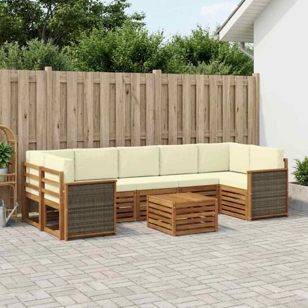 Комплект дивани за открито 8 pcs Натурален и Крема