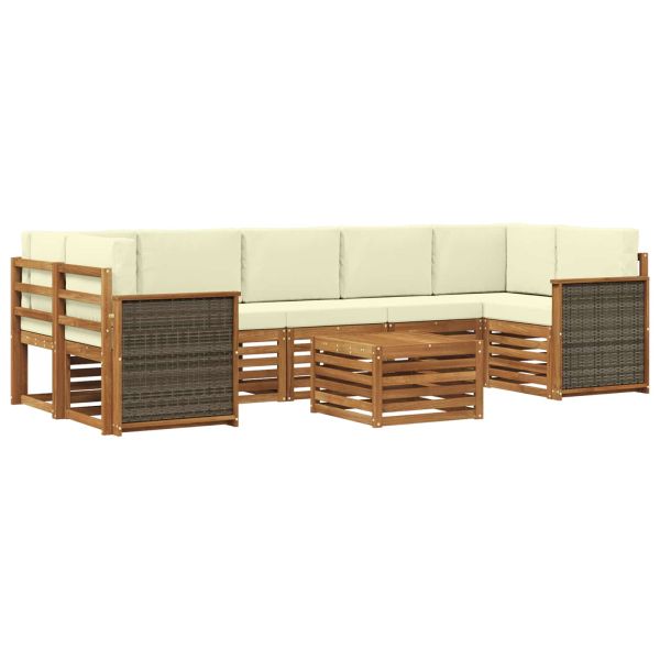 Комплект дивани за открито 8 pcs Натурален и Крема