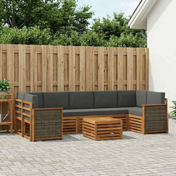 Комплект дивани за открито 8 pcs Натурален и Антрацит