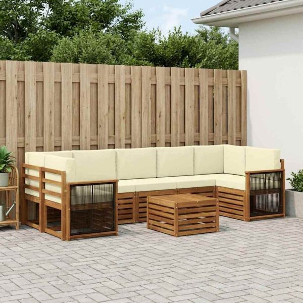 Комплект дивани за открито 8 pcs Натурален и Крема