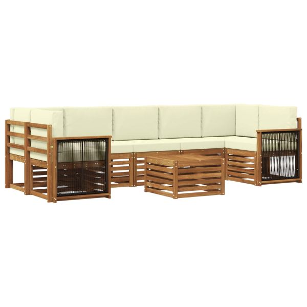 Комплект дивани за открито 8 pcs Натурален и Крема