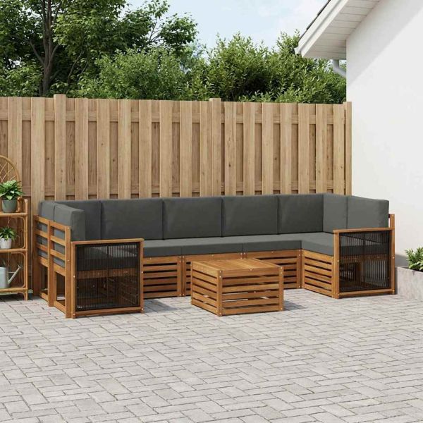 Комплект дивани за открито 8 pcs Натурален и Антрацит