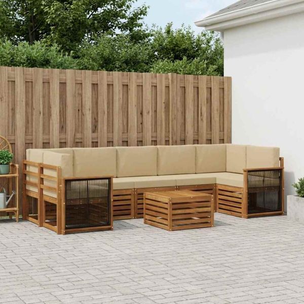 Комплект дивани за открито 8 pcs Натурален и Бежов